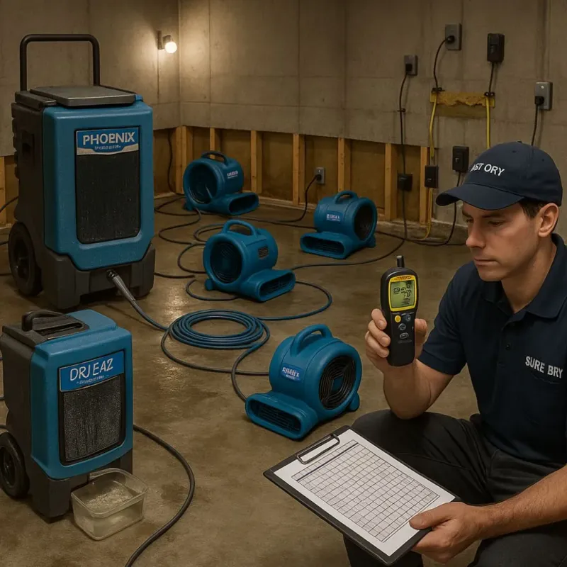 Structural Drying and Dehumidification process in Las Ochenta, PR